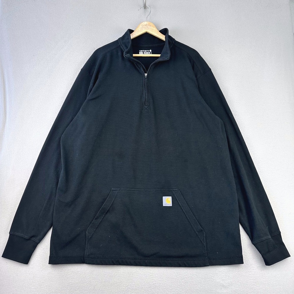 Carhartt 1/4 Zip Pullover Jacket Mens 2XL Tall Black Lightweight Sweatshirt‎